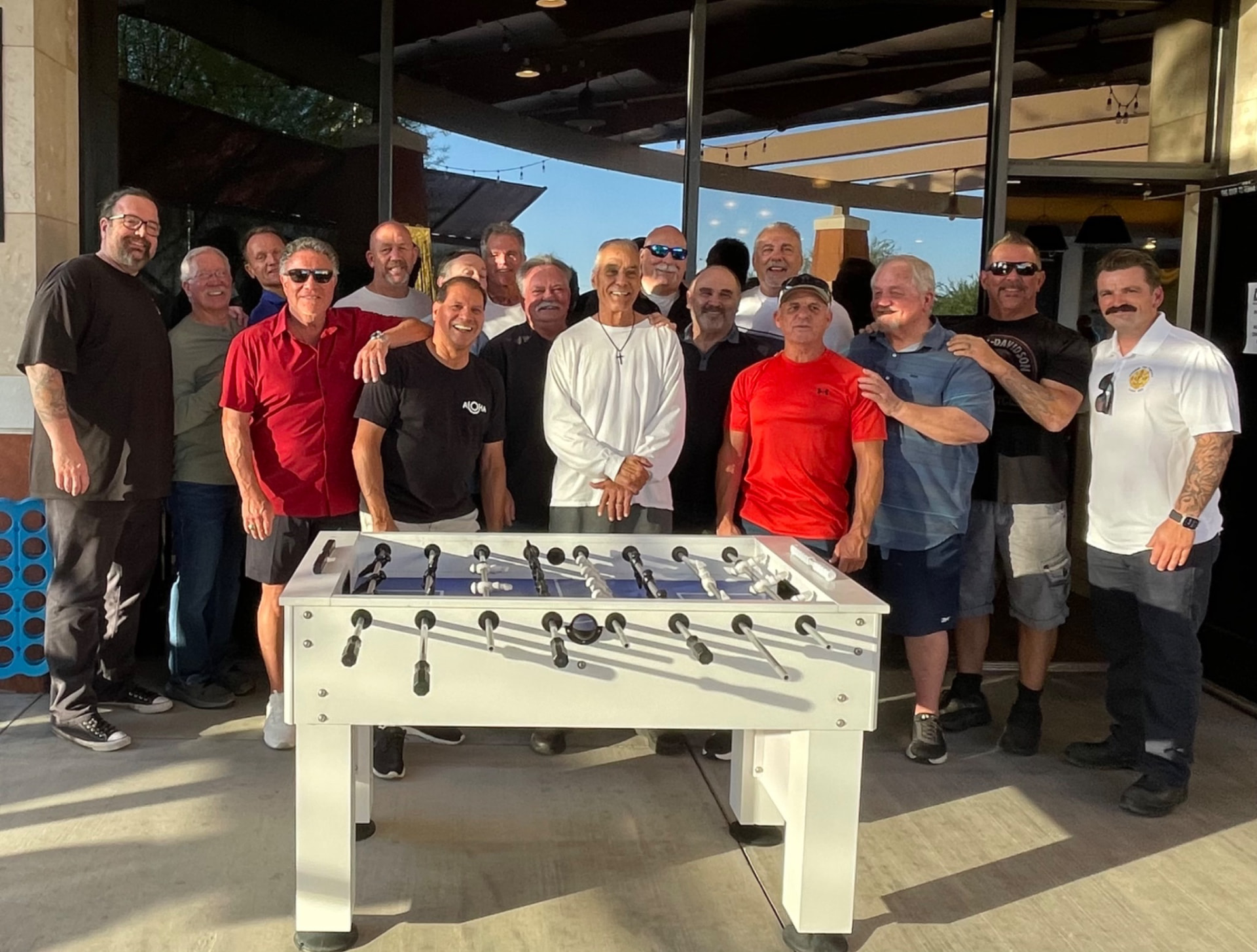 Retired Glendale firefighters gathered together at a reunion